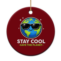 Stay Cool Save The Planet Eco-Friendly Earth Day Ceramic Ornament Cute Cartoon Globe with Sunglasses for Environmental Awareness