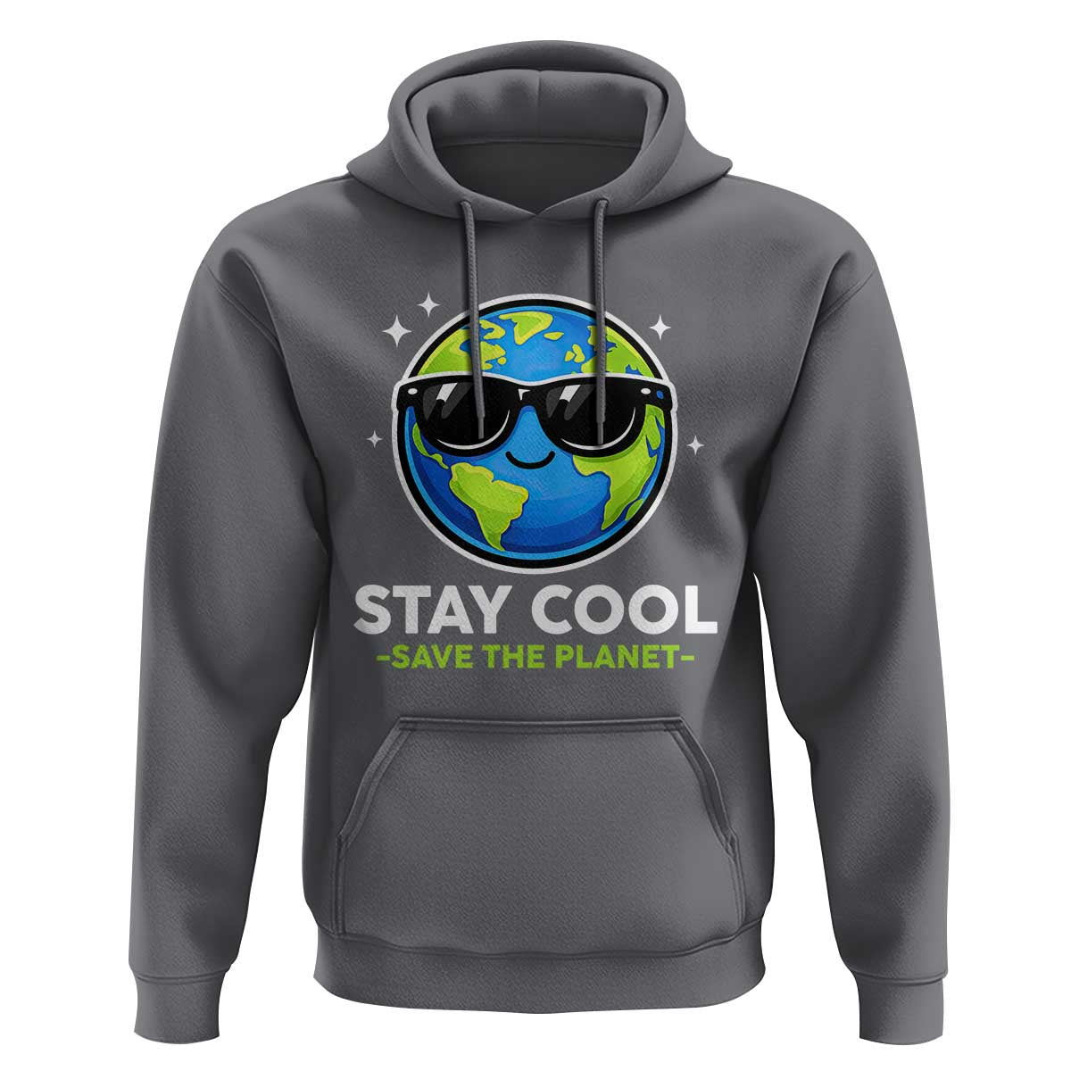 Stay Cool Save The Planet Eco-Friendly Earth Day Hoodie Cute Cartoon Globe with Sunglasses for Environmental Awareness