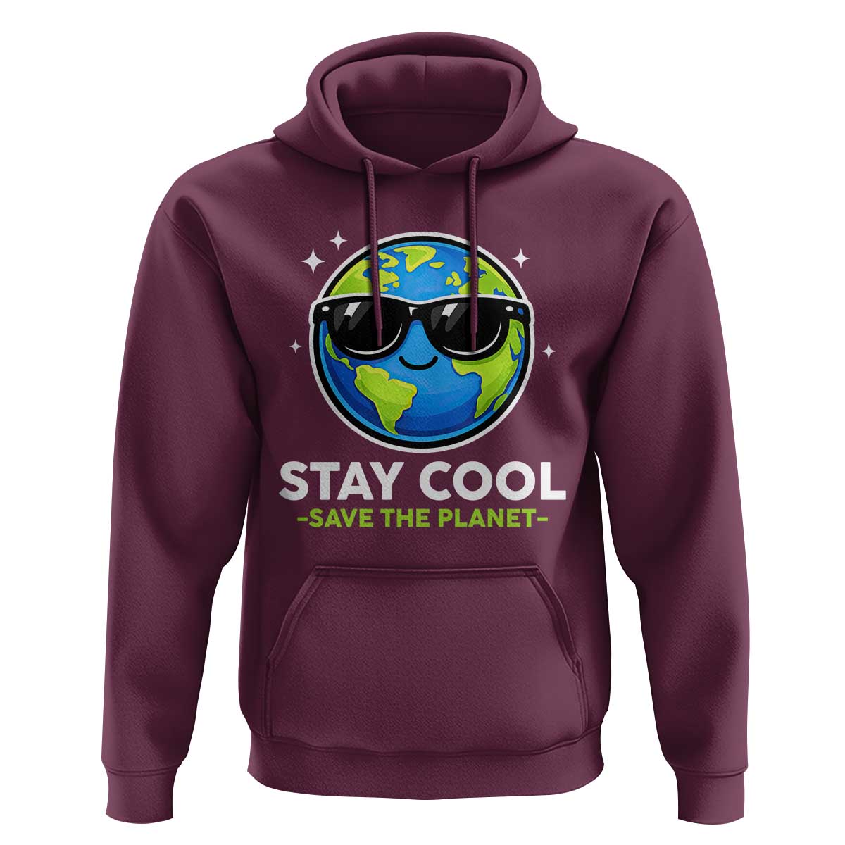 Stay Cool Save The Planet Eco-Friendly Earth Day Hoodie Cute Cartoon Globe with Sunglasses for Environmental Awareness
