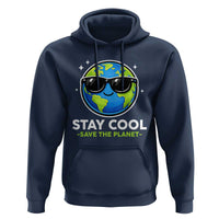 Stay Cool Save The Planet Eco-Friendly Earth Day Hoodie Cute Cartoon Globe with Sunglasses for Environmental Awareness