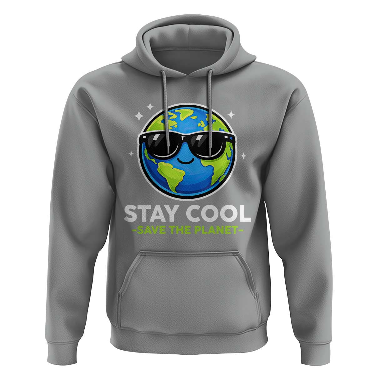 Stay Cool Save The Planet Eco-Friendly Earth Day Hoodie Cute Cartoon Globe with Sunglasses for Environmental Awareness