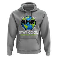 Stay Cool Save The Planet Eco-Friendly Earth Day Hoodie Cute Cartoon Globe with Sunglasses for Environmental Awareness