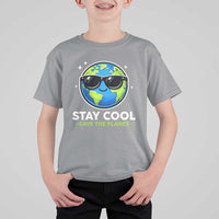 Stay Cool Save The Planet Eco-Friendly Earth Day T Shirt For Kid Cute Cartoon Globe with Sunglasses for Environmental Awareness
