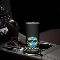 Stay Cool Save The Planet Eco-Friendly Earth Day Skinny Tumbler Cute Cartoon Globe with Sunglasses for Environmental Awareness