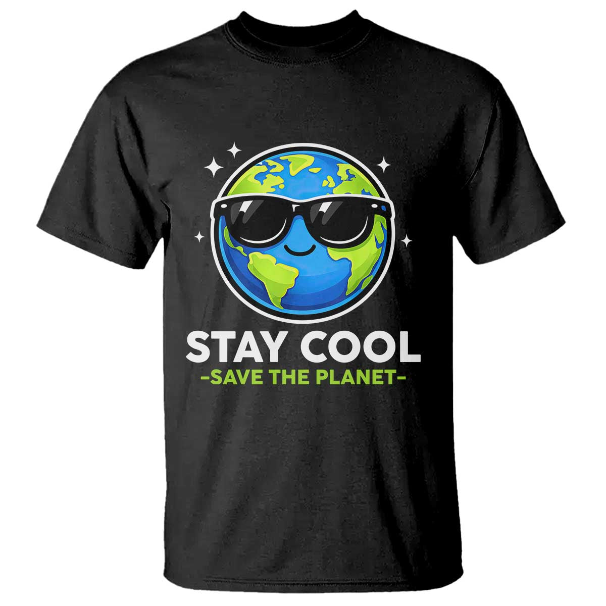 Stay Cool Save The Planet Eco-Friendly Earth Day T Shirt Cute Cartoon Globe with Sunglasses for Environmental Awareness
