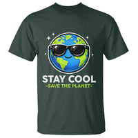 Stay Cool Save The Planet Eco-Friendly Earth Day T Shirt Cute Cartoon Globe with Sunglasses for Environmental Awareness