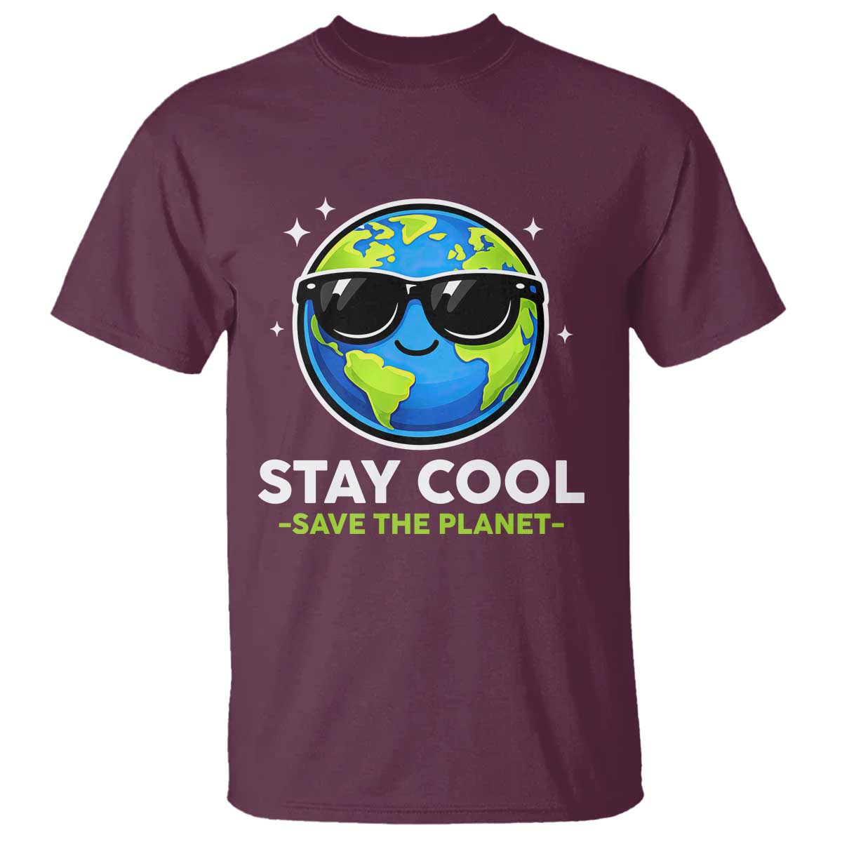 Stay Cool Save The Planet Eco-Friendly Earth Day T Shirt Cute Cartoon Globe with Sunglasses for Environmental Awareness