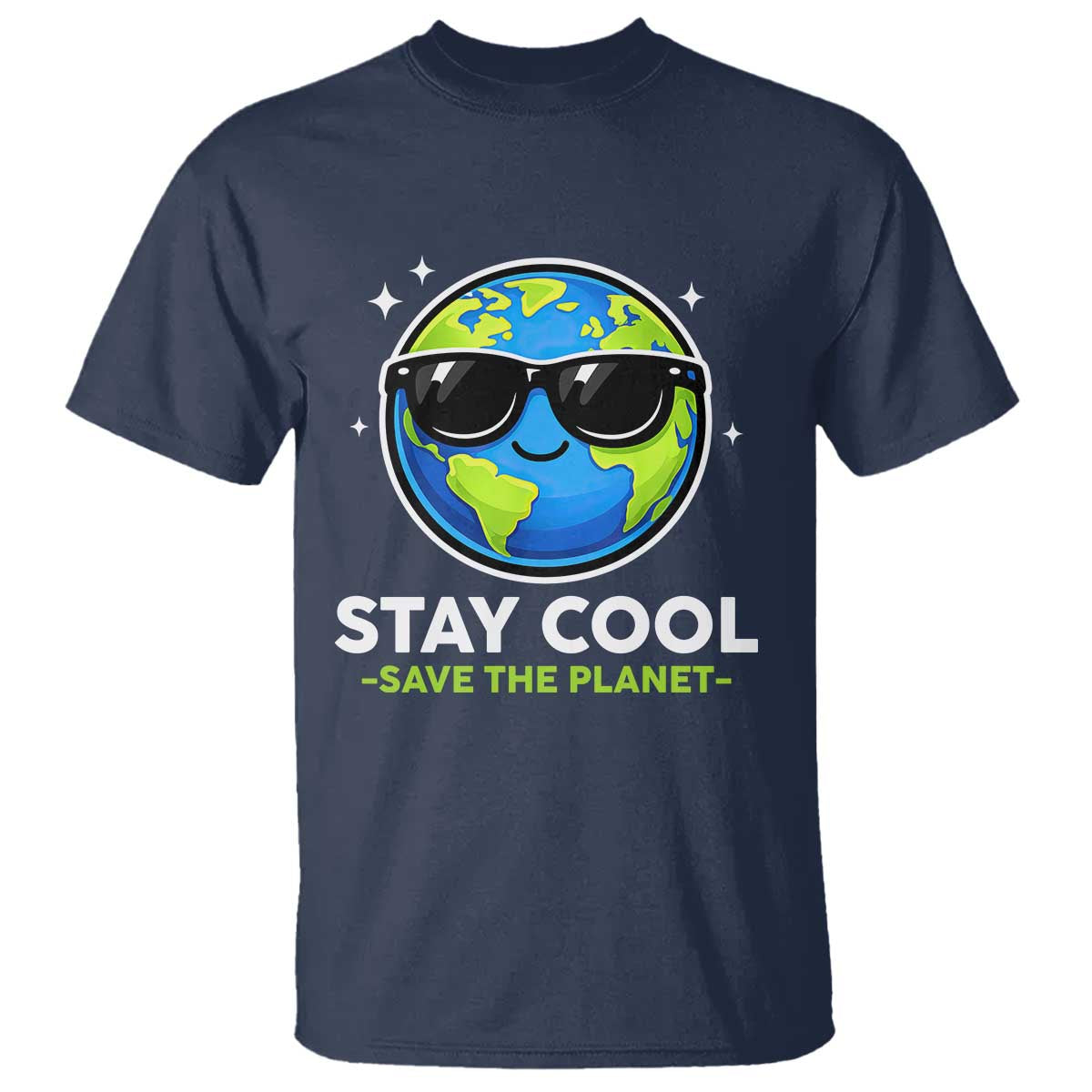 Stay Cool Save The Planet Eco-Friendly Earth Day T Shirt Cute Cartoon Globe with Sunglasses for Environmental Awareness