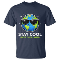 Stay Cool Save The Planet Eco-Friendly Earth Day T Shirt Cute Cartoon Globe with Sunglasses for Environmental Awareness