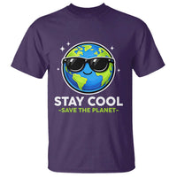 Stay Cool Save The Planet Eco-Friendly Earth Day T Shirt Cute Cartoon Globe with Sunglasses for Environmental Awareness