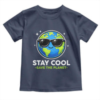 Stay Cool Save The Planet Eco-Friendly Earth Day Toddler T Shirt Cute Cartoon Globe with Sunglasses for Environmental Awareness