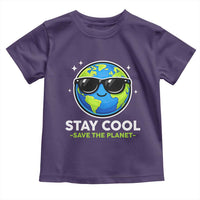 Stay Cool Save The Planet Eco-Friendly Earth Day Toddler T Shirt Cute Cartoon Globe with Sunglasses for Environmental Awareness