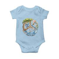 Plant The Trees Save The Bees Clean The Seas Baby Onesie Vintage Peace Sign Aesthetic Nature Lover Ocean Conservation