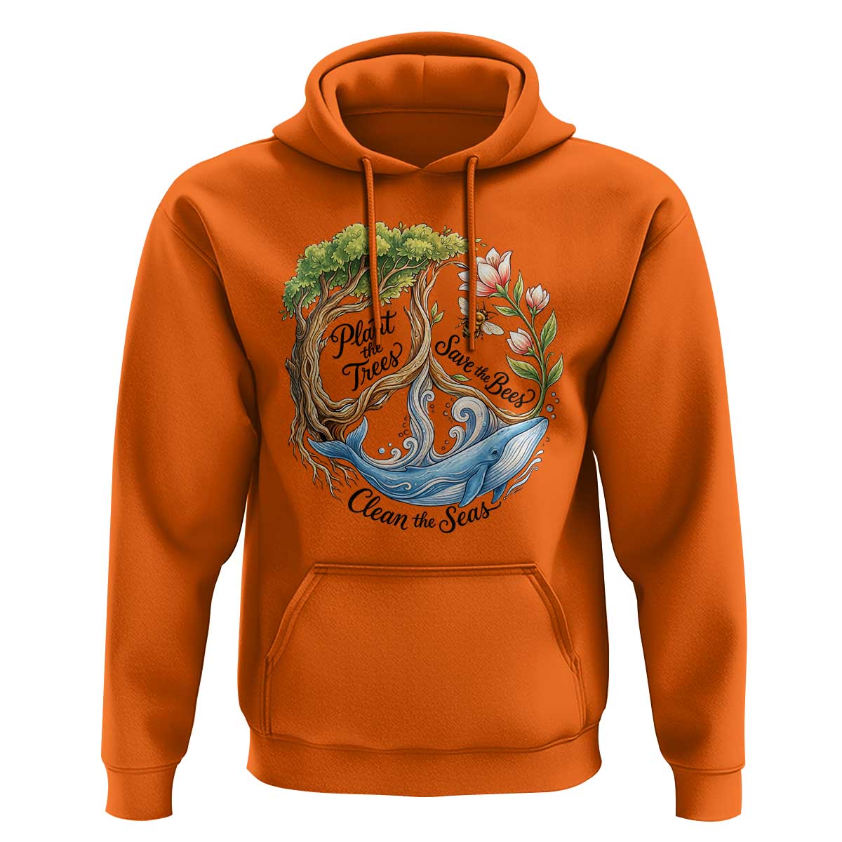 Plant The Trees Save The Bees Clean The Seas Hoodie Vintage Peace Sign Aesthetic Nature Lover Ocean Conservation