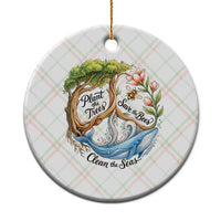 Plant The Trees Save The Bees Clean The Seas Ceramic Ornament Vintage Peace Sign Aesthetic Nature Lover Ocean Conservation