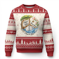 Plant The Trees Save The Bees Clean The Seas Ugly Christmas Sweater Vintage Peace Sign Aesthetic Nature Lover Ocean Conservation