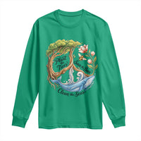 Plant The Trees Save The Bees Clean The Seas Long Sleeve Shirt Vintage Peace Sign Aesthetic Nature Lover Ocean Conservation