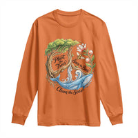 Plant The Trees Save The Bees Clean The Seas Long Sleeve Shirt Vintage Peace Sign Aesthetic Nature Lover Ocean Conservation