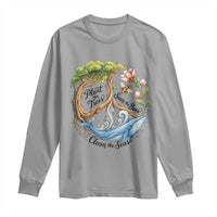 Plant The Trees Save The Bees Clean The Seas Long Sleeve Shirt Vintage Peace Sign Aesthetic Nature Lover Ocean Conservation