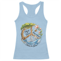 Plant The Trees Save The Bees Clean The Seas Racerback Tank Top Vintage Peace Sign Aesthetic Nature Lover Ocean Conservation
