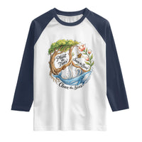 Plant The Trees Save The Bees Clean The Seas Raglan Shirt Vintage Peace Sign Aesthetic Nature Lover Ocean Conservation