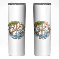 Plant The Trees Save The Bees Clean The Seas Skinny Tumbler Vintage Peace Sign Aesthetic Nature Lover Ocean Conservation