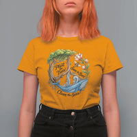 Plant The Trees Save The Bees Clean The Seas T Shirt For Women Vintage Peace Sign Aesthetic Nature Lover Ocean Conservation