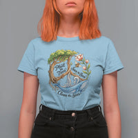 Plant The Trees Save The Bees Clean The Seas T Shirt For Women Vintage Peace Sign Aesthetic Nature Lover Ocean Conservation