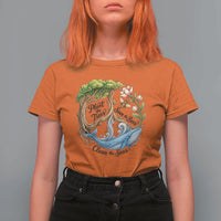 Plant The Trees Save The Bees Clean The Seas T Shirt For Women Vintage Peace Sign Aesthetic Nature Lover Ocean Conservation