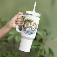 Plant The Trees Save The Bees Clean The Seas Tumbler With Handle Vintage Peace Sign Aesthetic Nature Lover Ocean Conservation