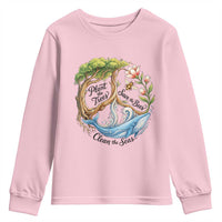 Plant The Trees Save The Bees Clean The Seas Youth Sweatshirt Vintage Peace Sign Aesthetic Nature Lover Ocean Conservation