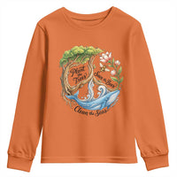 Plant The Trees Save The Bees Clean The Seas Youth Sweatshirt Vintage Peace Sign Aesthetic Nature Lover Ocean Conservation