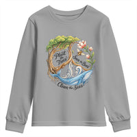 Plant The Trees Save The Bees Clean The Seas Youth Sweatshirt Vintage Peace Sign Aesthetic Nature Lover Ocean Conservation