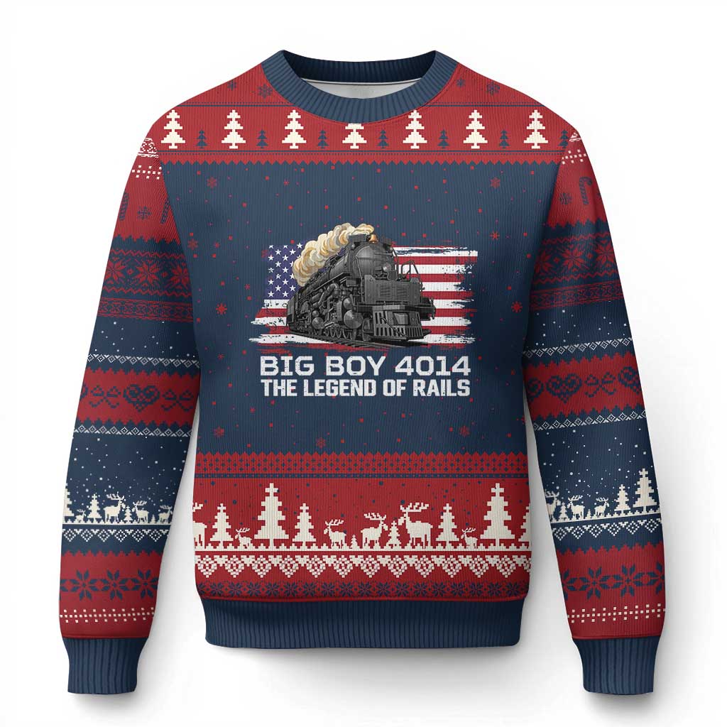 Vintage American Steam Train Ugly Christmas Sweater Legend of the Rails Heritage Pride