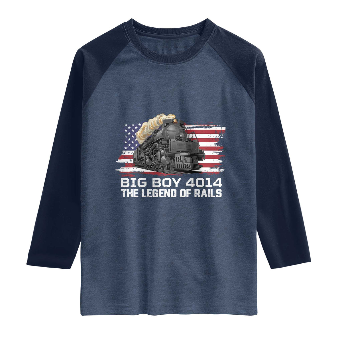 Vintage American Steam Train Raglan Shirt Legend of the Rails Heritage Pride