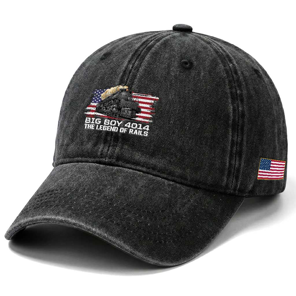 Vintage American Steam Train Washed Cotton Baseball Cap Legend of the Rails Heritage Pride