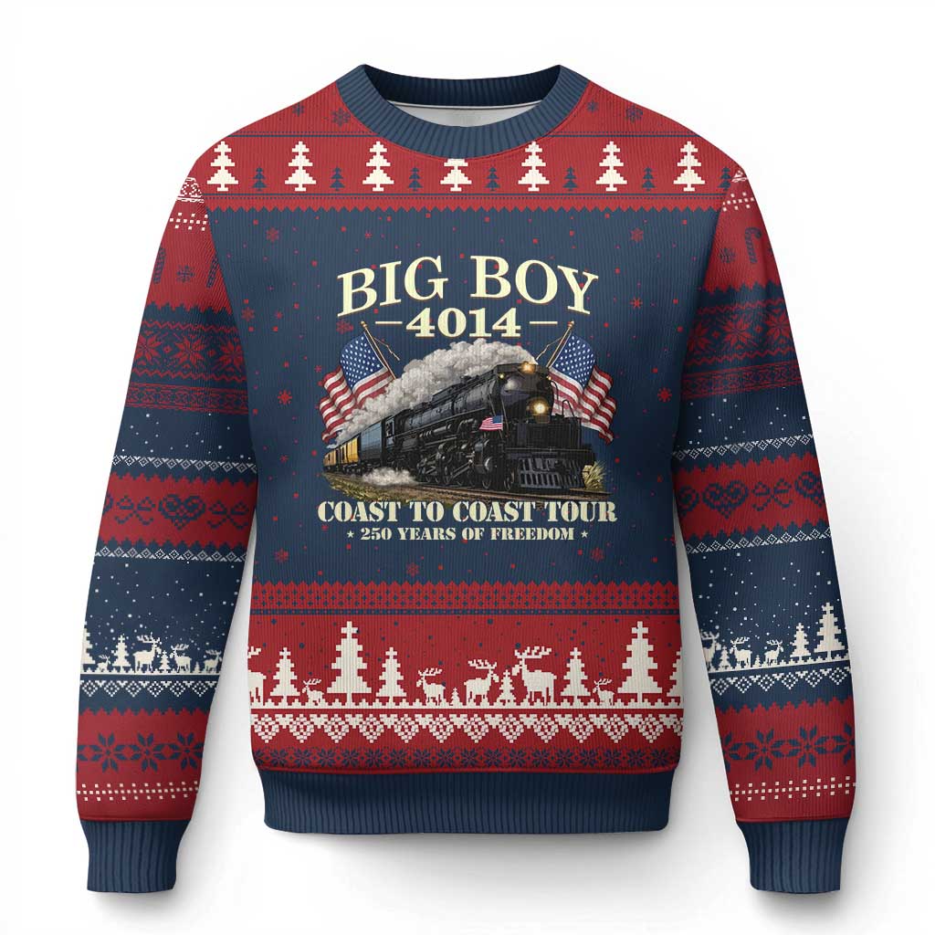 Patriotic Freedom Express Coast to Coast Ugly Christmas Sweater Steam Train Legend Heritage Pride