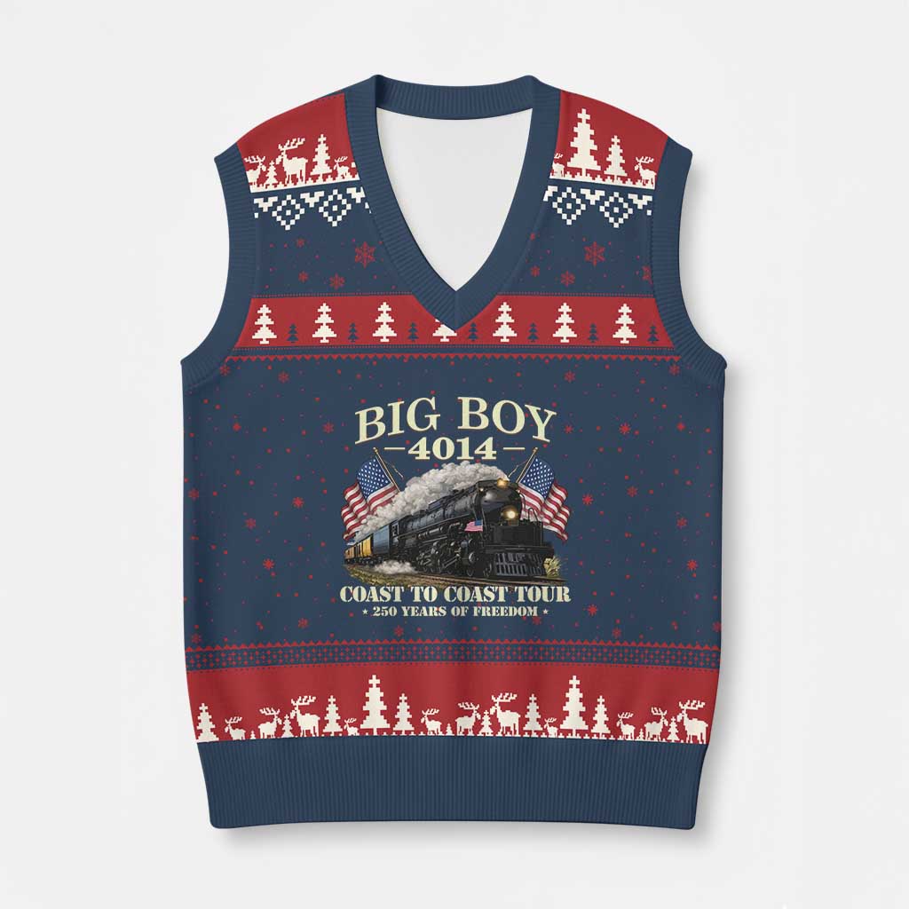 Patriotic Freedom Express Coast to Coast V-Neck Knit Sweater Vest Steam Train Legend Heritage Pride