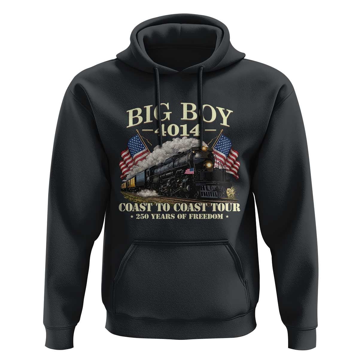 Patriotic Freedom Express Coast to Coast Hoodie Steam Train Legend Heritage Pride
