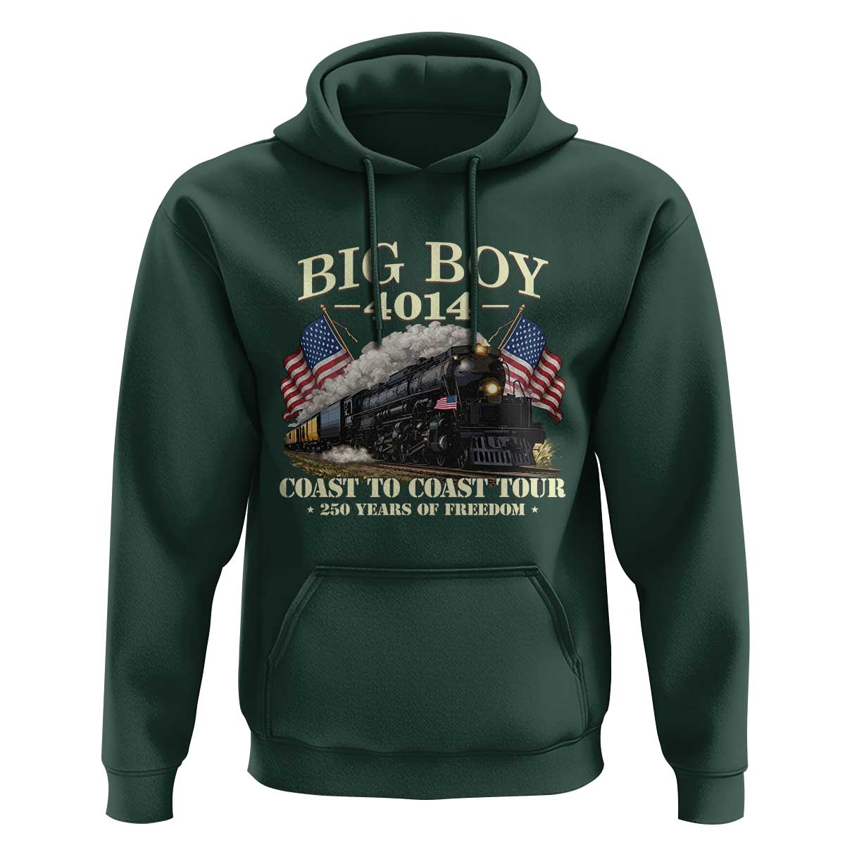 Patriotic Freedom Express Coast to Coast Hoodie Steam Train Legend Heritage Pride