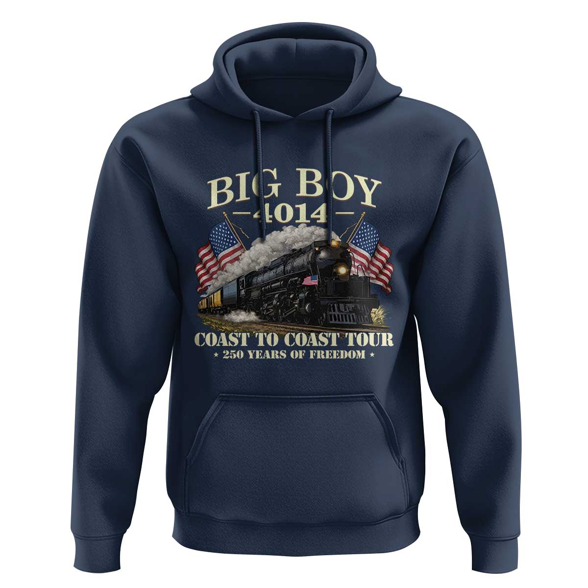 Patriotic Freedom Express Coast to Coast Hoodie Steam Train Legend Heritage Pride