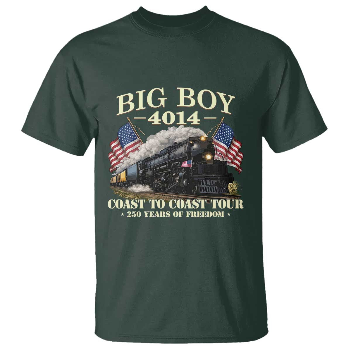 Patriotic Freedom Express Coast to Coast T Shirt Steam Train Legend Heritage Pride