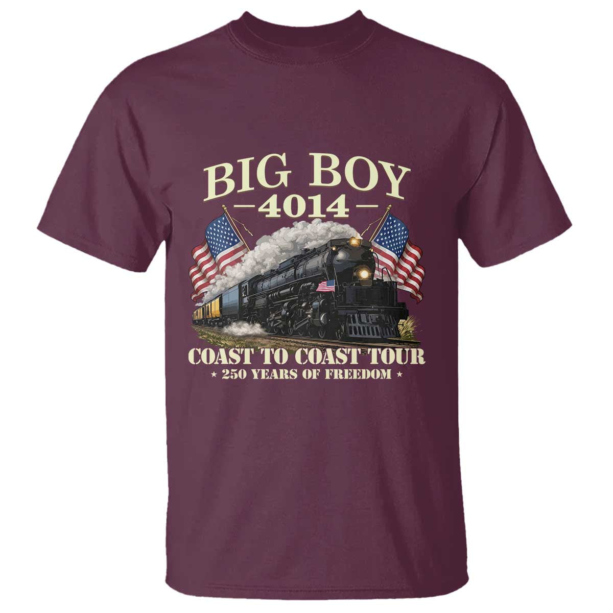 Patriotic Freedom Express Coast to Coast T Shirt Steam Train Legend Heritage Pride