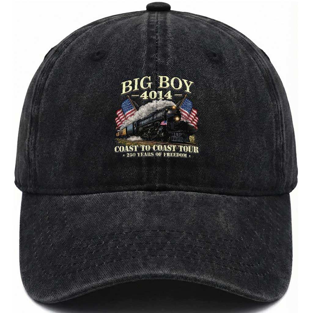 Patriotic Freedom Express Coast to Coast Washed Cotton Baseball Cap Steam Train Legend Heritage Pride