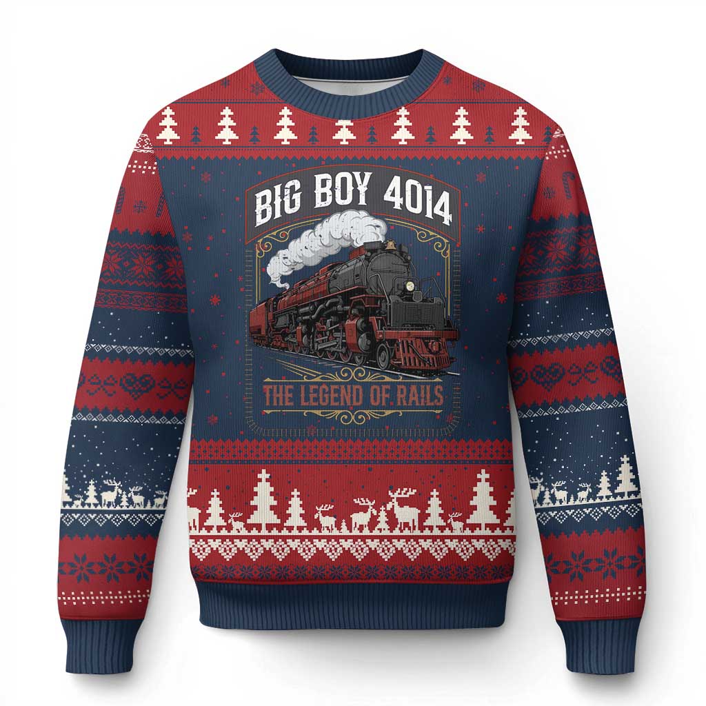 Retro Emblem Classic Steam Train Ugly Christmas Sweater Locomotive Heritage Pride Legend of the Rails