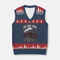 Retro Emblem Classic Steam Train V-Neck Knit Sweater Vest Locomotive Heritage Pride Legend of the Rails
