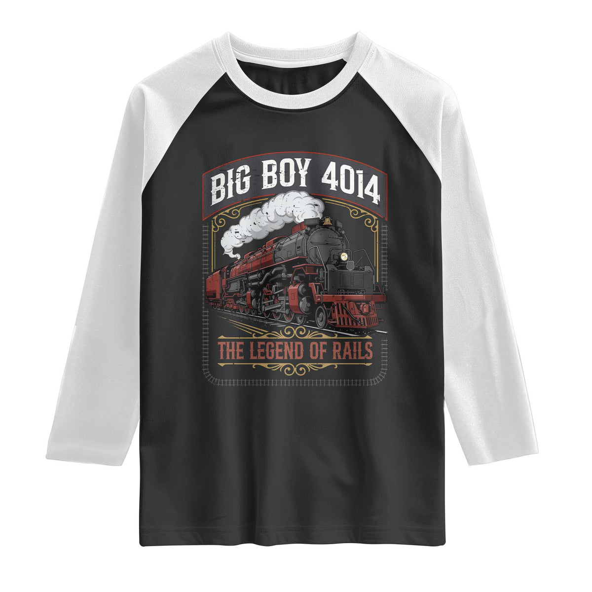 Retro Emblem Classic Steam Train Raglan Shirt Locomotive Heritage Pride Legend of the Rails
