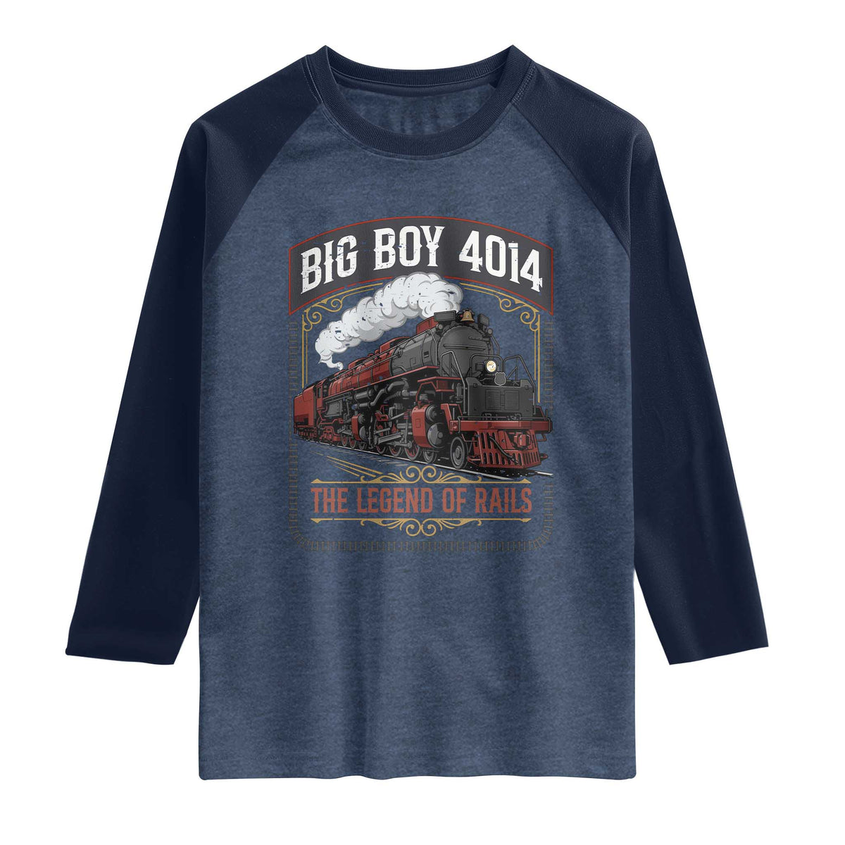 Retro Emblem Classic Steam Train Raglan Shirt Locomotive Heritage Pride Legend of the Rails