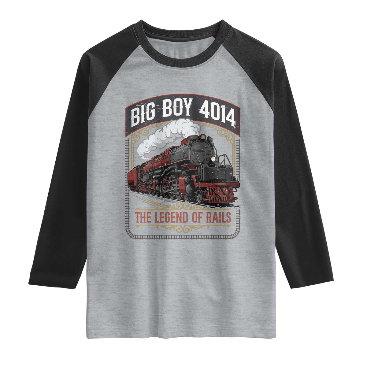 Retro Emblem Classic Steam Train Raglan Shirt Locomotive Heritage Pride Legend of the Rails