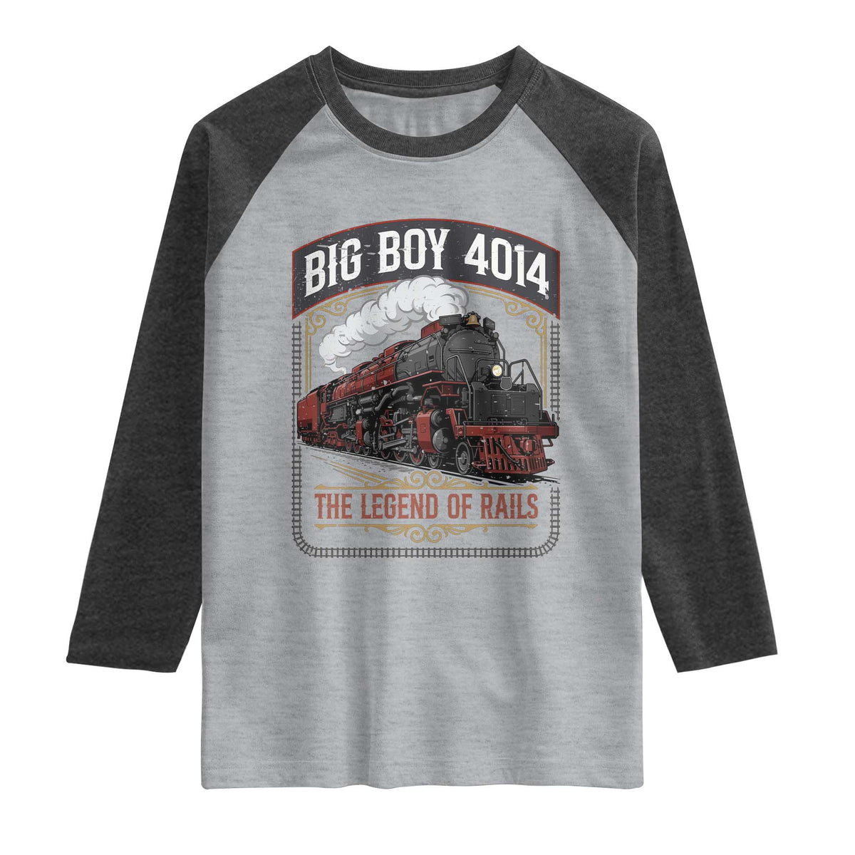 Retro Emblem Classic Steam Train Raglan Shirt Locomotive Heritage Pride Legend of the Rails